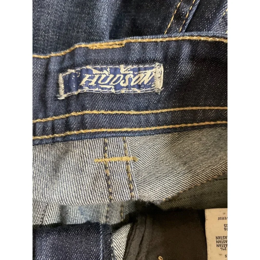 Hudson Women’s Size 27 Beth Baby Boot Cut Blue Flap Back Pocket Blue Denim Jeans - Picture 7 of 9